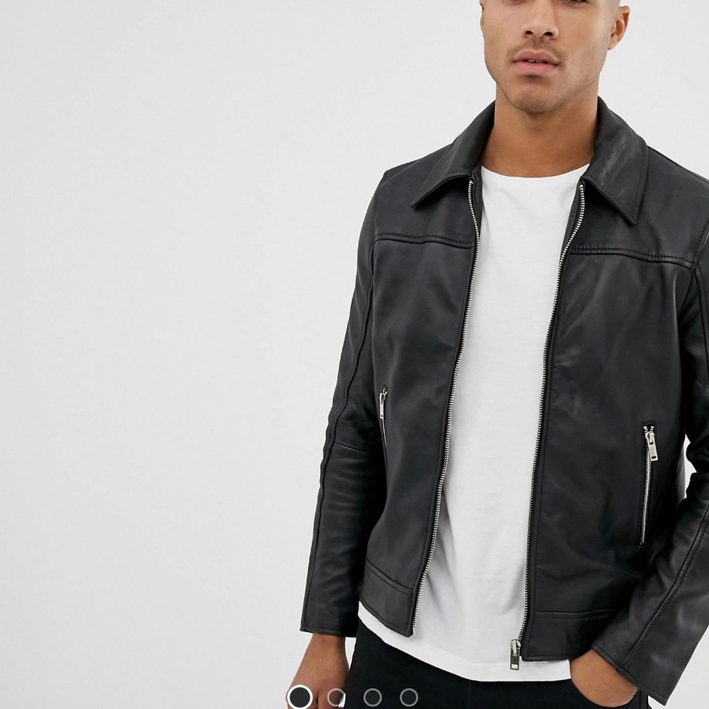 ASOS Bolongaro Trevor slim fit leather jacket XS